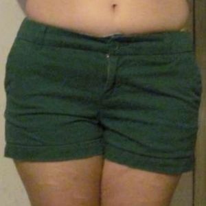 Merona 2 Solid Green Jean Shorts Short Lowrise 100% Cotton Pockets Plain Denim